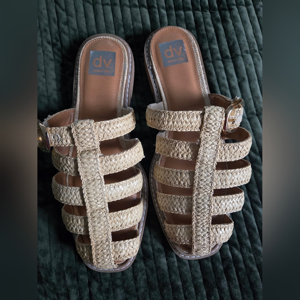 DV by Dolce Vita Raffia Women's Beige Woven Sandals Size 9